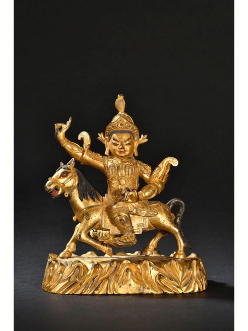 清代藏传铜鎏金吉祥天母像