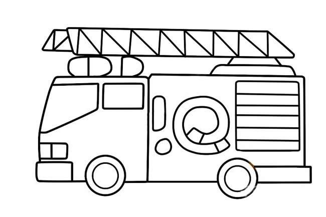 消防车简笔画画法步骤图解教程