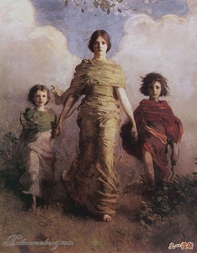 美国 阿伯特·汉德森·塞耶 著名油画作品《一个圣女》赏析
