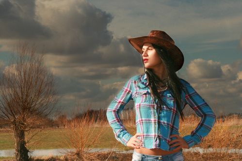 女牛仔,西方,狂野的西部,帽子,草原