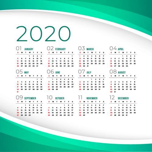 2020年日历表全图