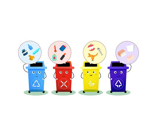 彩色卡通垃圾桶垃圾分类垃圾分类桶png素材