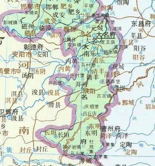 清朝时期大名府地图民国的时候,直隶省改为河北省,大名府改为大名道.