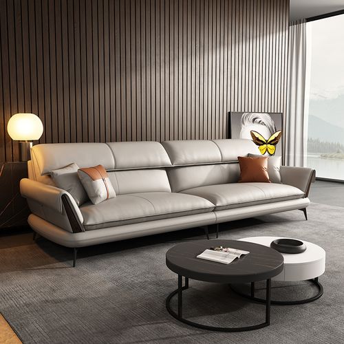 简约现代真皮沙发组合头层牛皮客厅新款黑色皮沙发整装大户型轻奢
