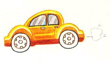 小汽车色铅笔简笔画画法步骤