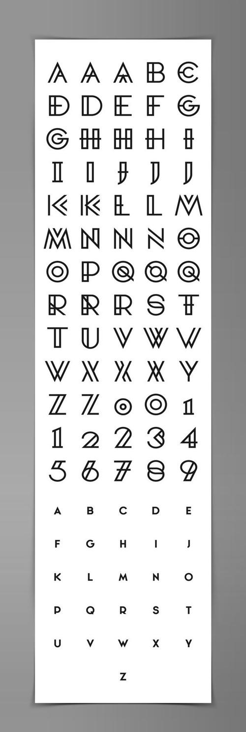 英文字体手绘设计手写26个字母