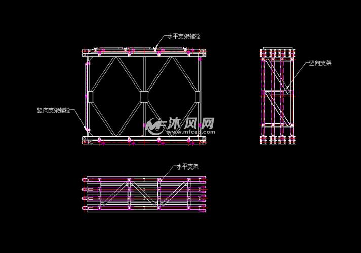 30米三排单层加强zb200型贝雷桁架桥- 结构图纸 - 沐风网