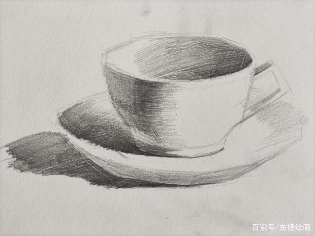 单个素描静物教程:画一个简单的白瓷杯素描