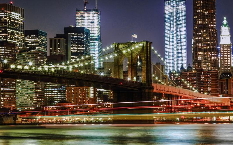 纽约,美国,城市夜景,桥梁,灯光,建筑壁纸1600x1200分辨率查看