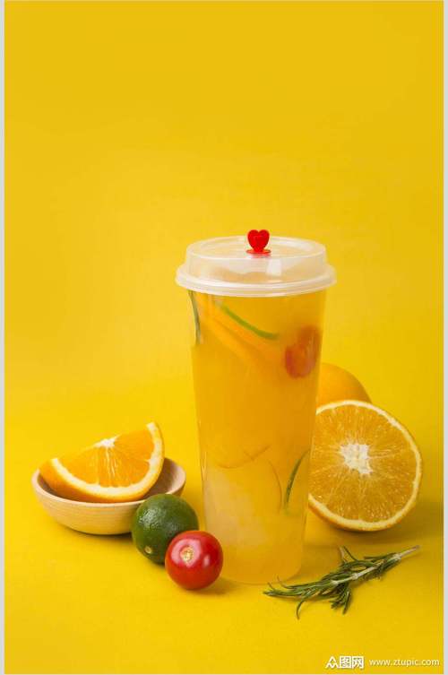 黄色橙子奶茶图片素材