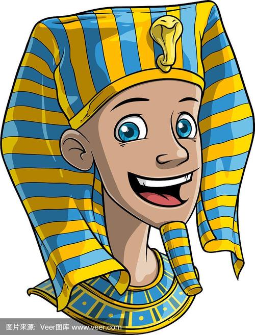 卡通微笑的埃及法老男孩