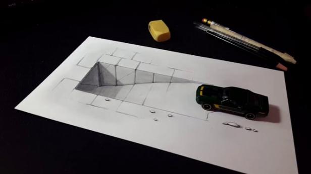 铅笔素描立体3d画逼真的隧道立体画素描画简单的立体画画法