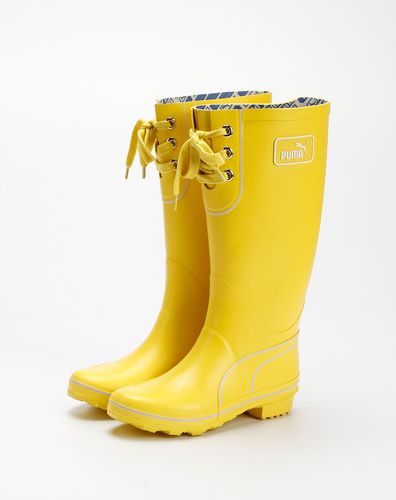 系带时尚黄色雨靴