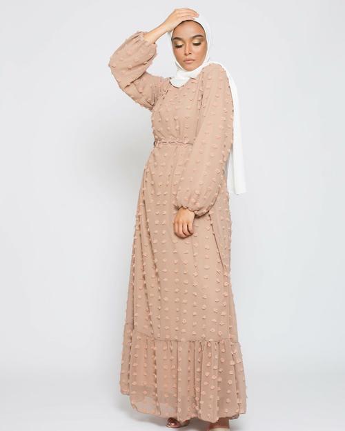 841 新款阿拉伯女装长袍雪纺提花穆斯林长裙中东大码女士连衣裙