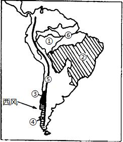 读南美洲地图,回答:(1)写出数码表示的地理事项名称:地形区:①