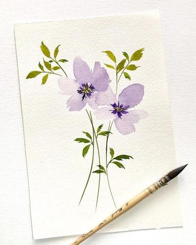 小清新水彩花卉,特别适合用来做书签
