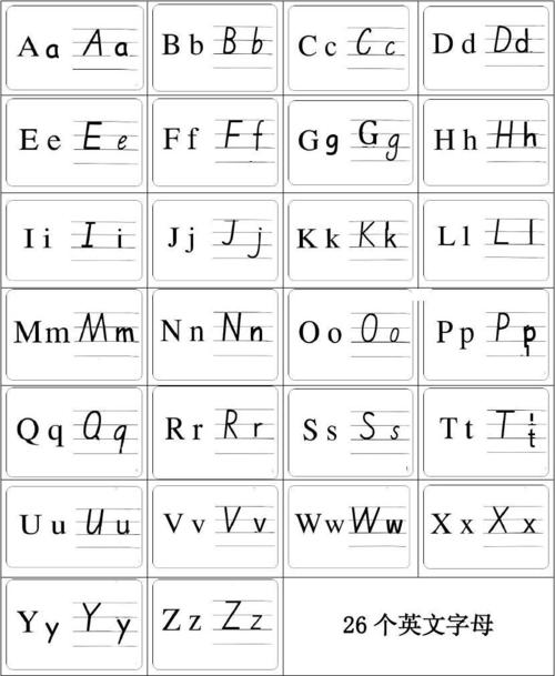 印刷体英语字母表
