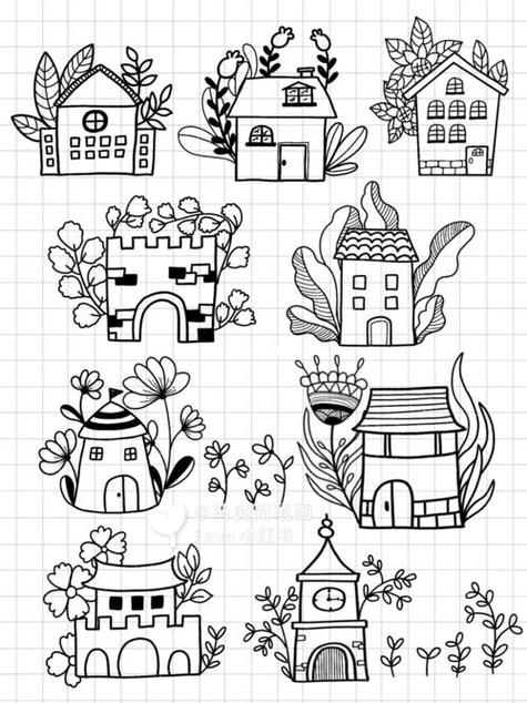 小房子卡通手绘零基础简笔画卡通手绘教程简简笔画|简单可爱小房子
