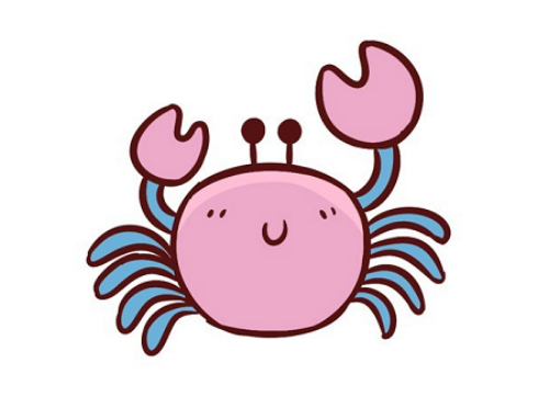可爱涂色螃蟹简笔画教学简单又漂亮螃蟹简笔画怎么画