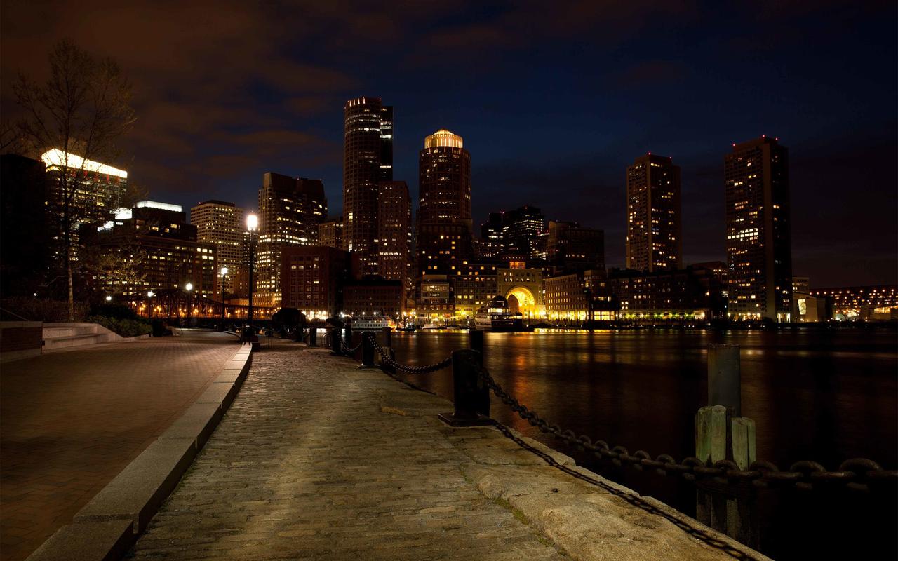 波士顿城市夜景图片桌面壁纸