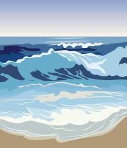 碧蓝的海水 飞溅和大风,海浪矢量图大海或海洋的波浪,碧蓝的海水 飞溅