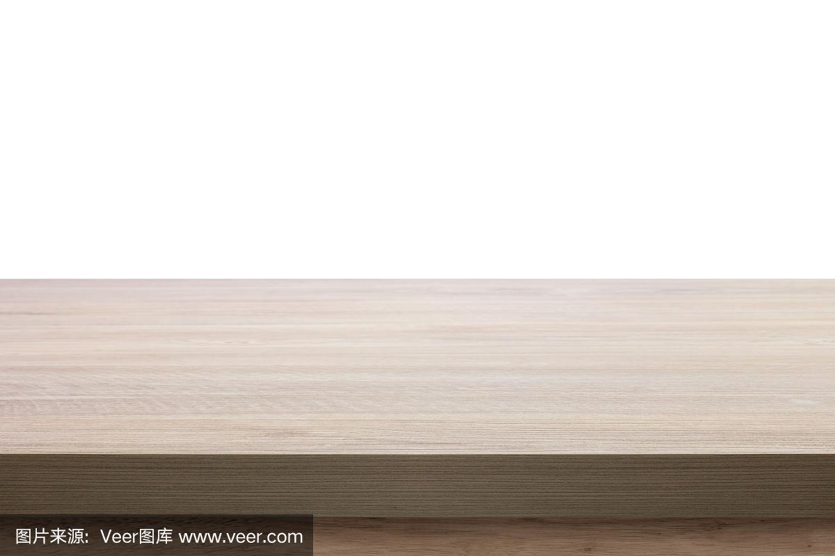 木质桌面,白色背景