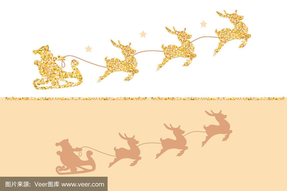 圣诞老人,动物雪车,雄鹿,水平画幅,驼鹿