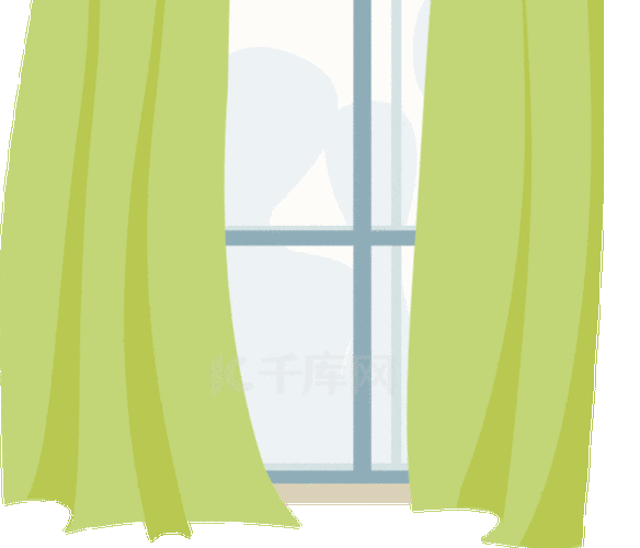窗户风吹窗帘绿色动图gif