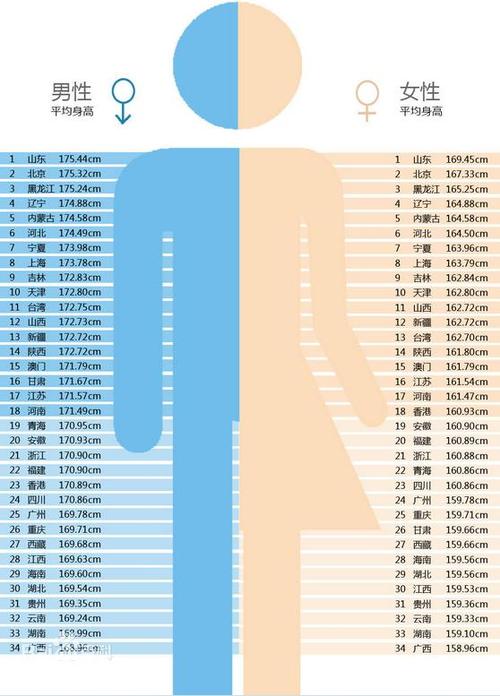 中国成年男性平均身高167.1cm 女性155.8cm