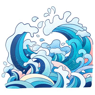 国潮风海浪pad素材世界海洋日