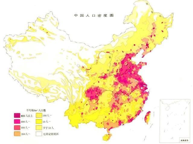 中国人口密度分布图