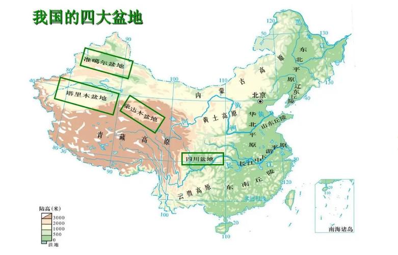 中国四大盆地分布图柴达木盆地是中国三大内陆盆地之一,属封闭性的