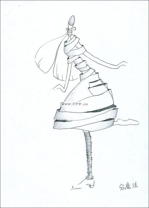 黑白手绘稿4-女装设计-服装设计