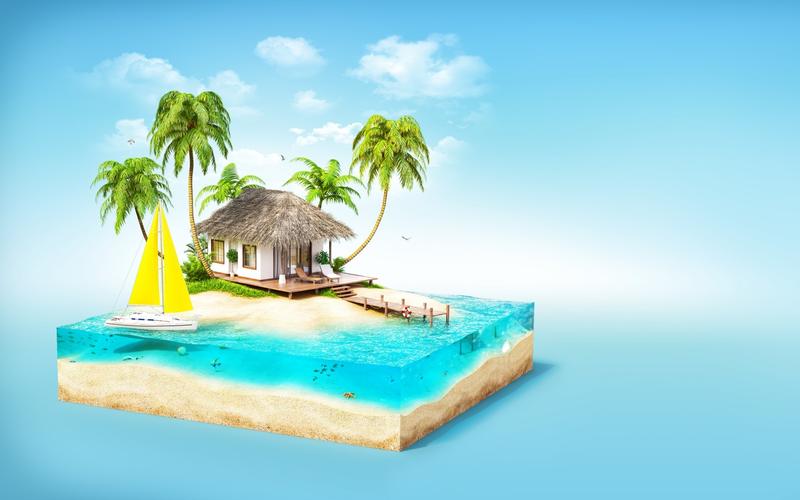 精美3d立体小岛创意设计高清桌面壁纸.