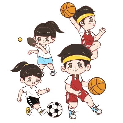 卡通q版小朋友运动套图运动动态夏天运动会体育png素材运动运动人物