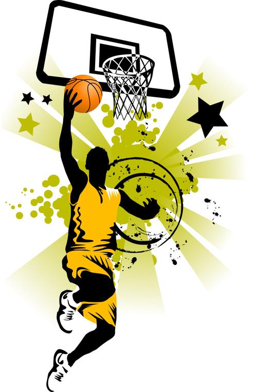 矢量打篮球插图图片素材-篮球要进入篮筐的矢量插图插画-jpg格式-未来