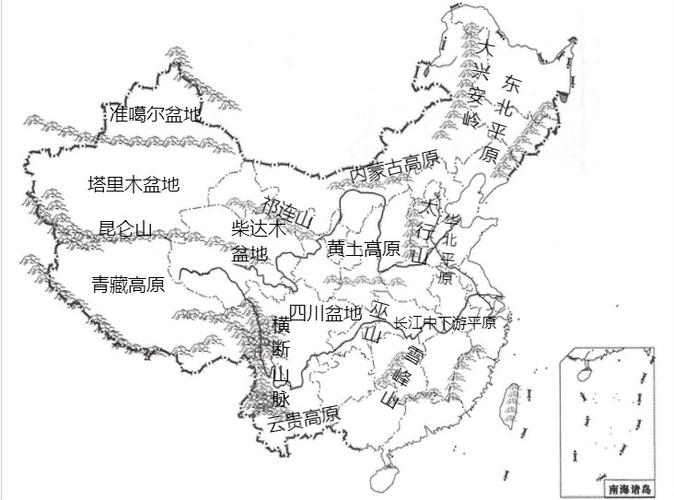 读图2-1-4"中国主要山脉分布图",完成下列题目.