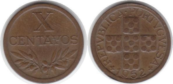 10 centavos 1952 portugal republik seit 1910 ch unc