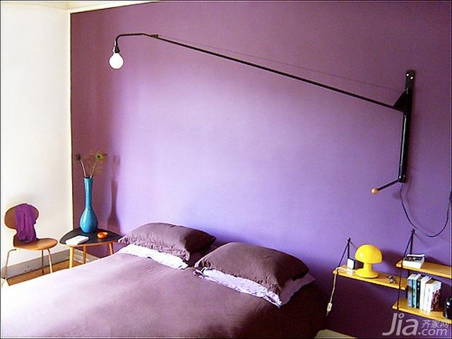 混搭风格公寓舒适紫色80平米卧室床海外家居