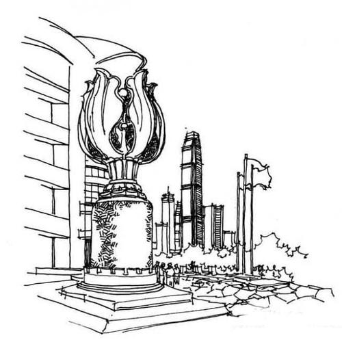 香港标志性建筑简笔画的画法图片