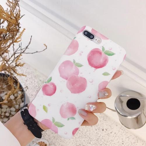 粉色桃子清新女款手机壳适用苹果xiphone8plus7p白色磨砂软壳6s