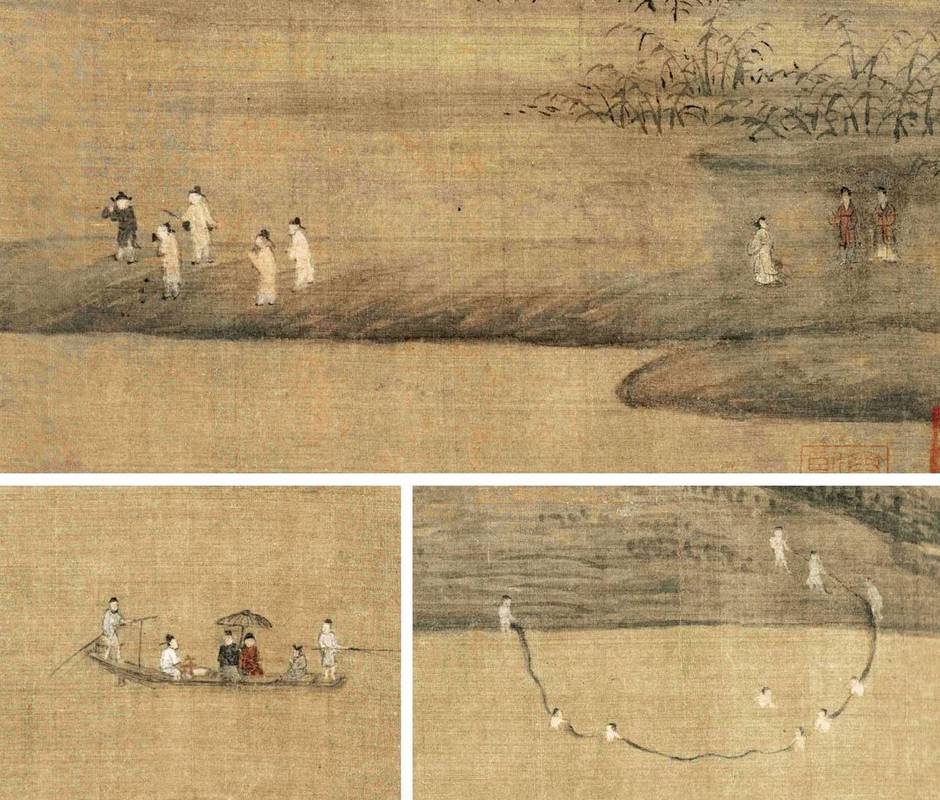 《潇湘图》长卷,绢本淡设色,纵50厘米,横141.