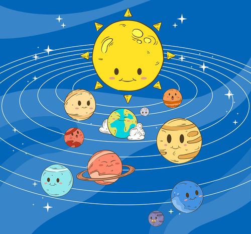 可爱太阳系表情行星矢量素材