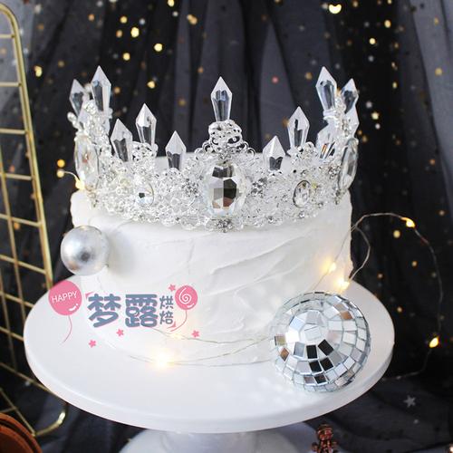 简约风ins女神复古巴洛克水晶皇冠蛋糕装饰摆件公主生日派对装扮