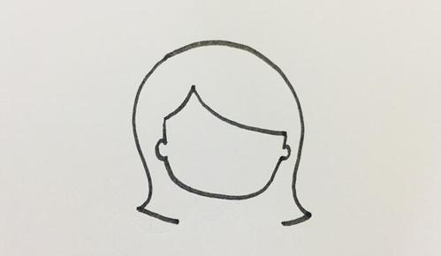一,先画出老师的头发和脸部的轮廓,画出斜刘海.jpg