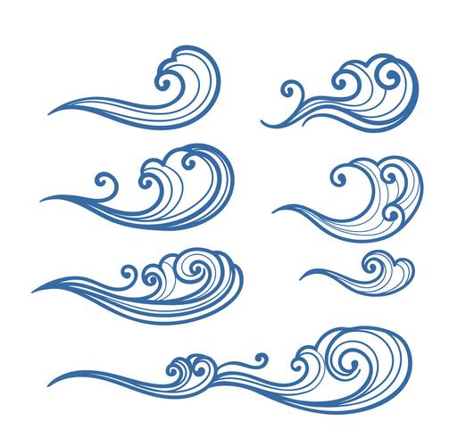 7款手绘海浪设计矢量素材