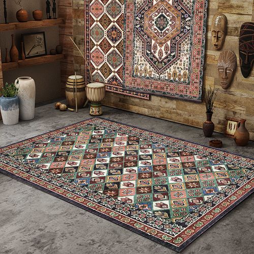 土耳其民族风地毯加厚美式乡村复古客厅茶几毯家用卧室床边毯波斯