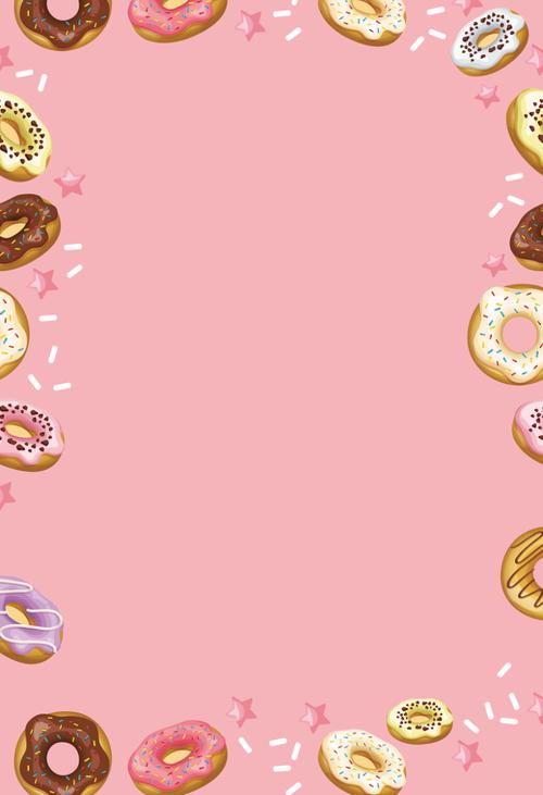 浪漫可爱彩绘甜甜圈海报背景素材