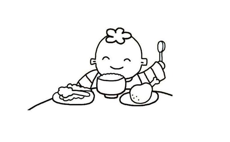 幼儿吃饭时简笔画