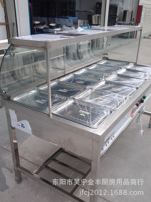 东阳金丰厨具销售中式快餐保温台,10格.12格带玻璃 灯管 菜盘